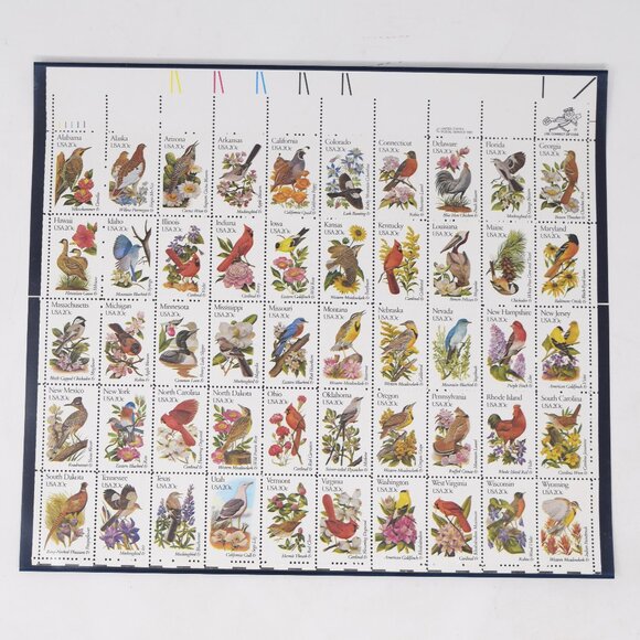 Scott #1953-02 State Birds & Flowers Mint Sheet Fifty 20 cent US Stamps VTG MNH - Picture 1 of 6